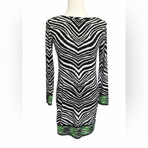 Michael Kors Zebra Print Stretch Jersey Shirt Dress Sz P Small Black White